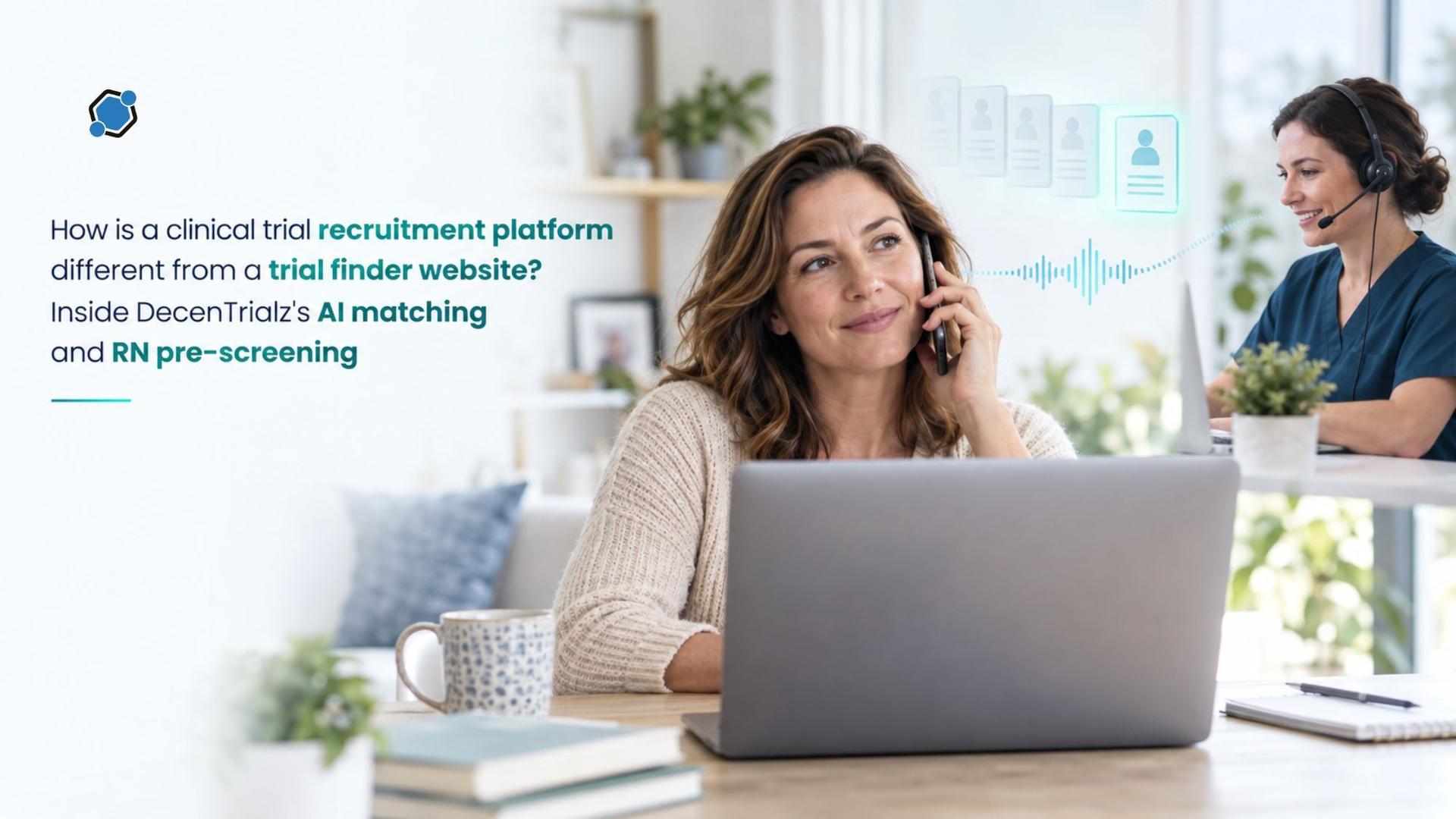 How is a clinical trial recruitment platform different from a trial finder website? Inside DecenTrialz's AI matching and RN pre-screening